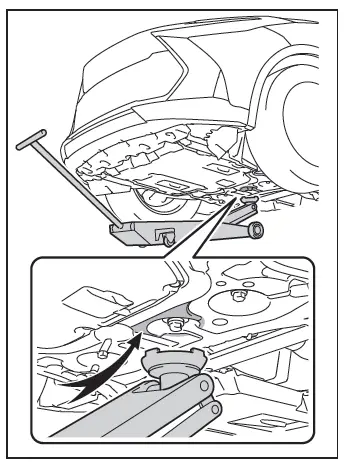 Toyota C-HR. Positioning a floor jack