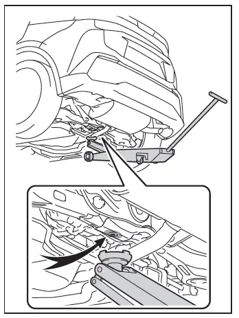 Toyota C-HR. Positioning a floor jack