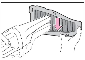 Toyota C-HR. Cleaning the hybrid battery (traction battery) air intake vent